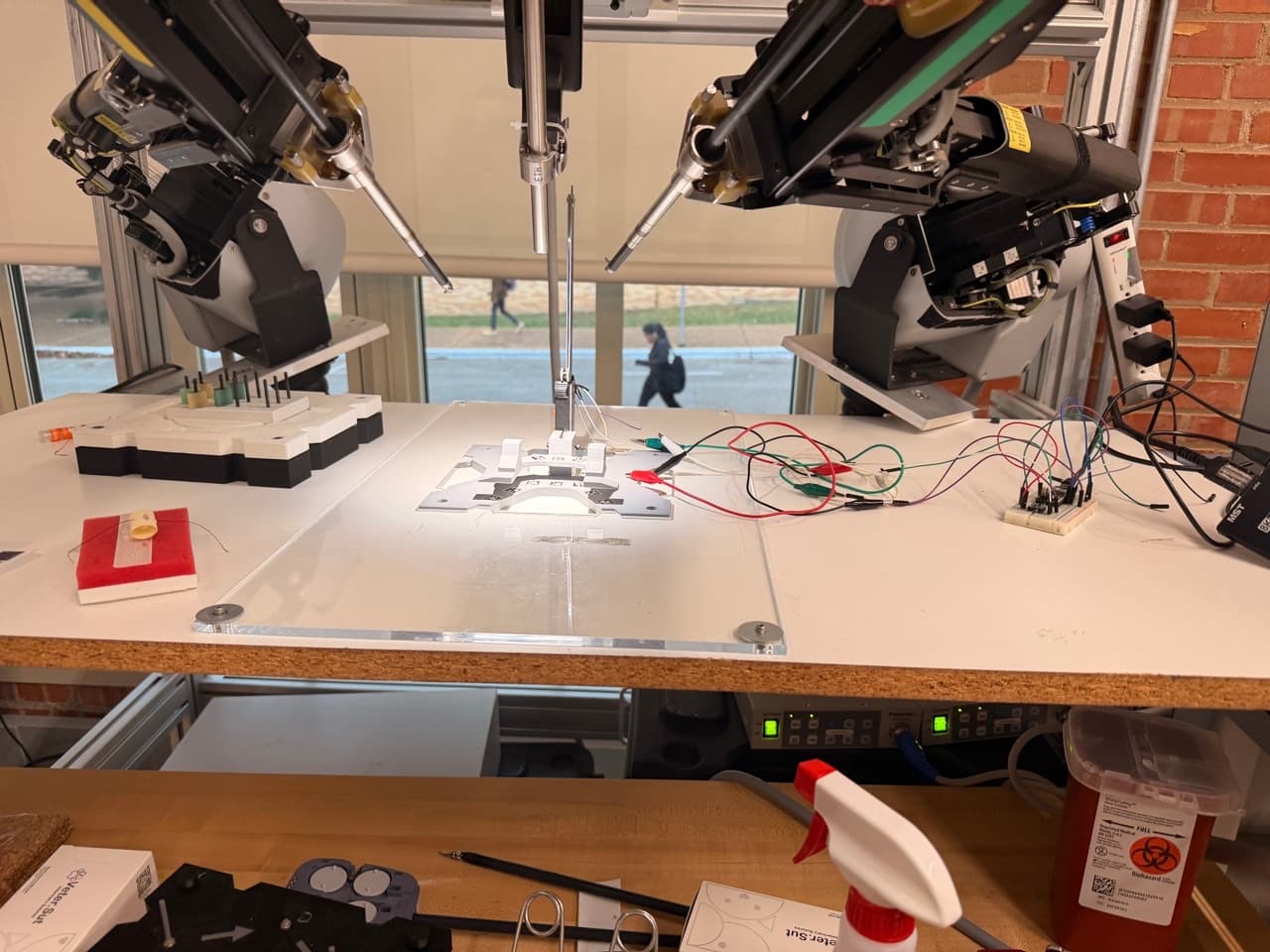 Da Vinci Research Kit surgical robot and electronics workbench